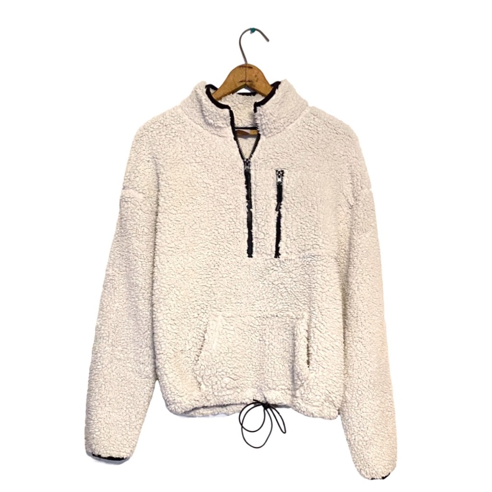 NOBO Cozy Half Zip Sherpa Pullover Teddy Jacket Natural Cream XL (15-17)
